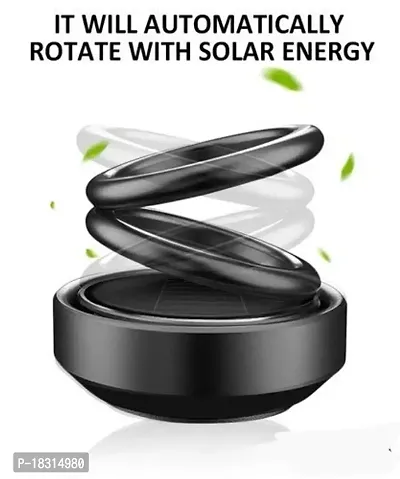 Cloudsale Solar Ring Car Air Freshener Double Loop Rotary Air Conditioner Dashboard Air Freshener Perfume (Black Metal Body)-thumb2
