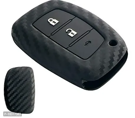 CLOUDSALE ; Your Store. Your Place Carbon Fibre Patterned Silicone Key Cover Compatible with Hyundai Creta Smart Key (Push Button Start Models, Pack of 1)