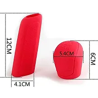 CLOUDSALE ; Your Store. Your Place Manual Car 1 Oval Shape Silicone Gear Head Shift Knob Cover + 1 Handbrake Sleeve Cover (Red)-thumb2