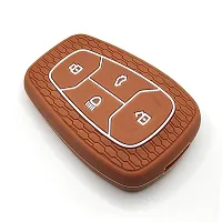 CLOUDSALE Silicone Key Cover Compatible for Tata Nexon, Harrier, Altroz, Tigor BS6, Punch, Safari 2021, Safari Gold 4 Button Smart Key (Pack of 1, Brown)-thumb2