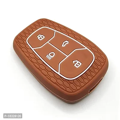 CLOUDSALE Silicone Key Cover Compatible for Tata Nexon, Harrier, Altroz, Tigor BS6, Punch, Safari 2021, Safari Gold 4 Button Smart Key (Pack of 1, Brown)-thumb3