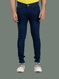 Stylish Blue Denim Solid Mid-Rise Jeans For Men-thumb2