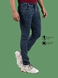 Stylish Blue Denim Faded Mid-Rise Jeans For Men-thumb1