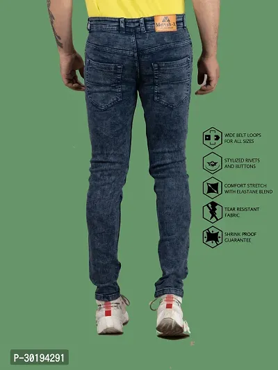 Stylish Blue Denim Solid Mid-Rise Jeans For Men-thumb2