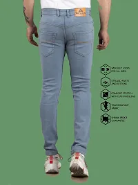 Stylish Grey Denim Solid Mid-Rise Jeans For Men-thumb1