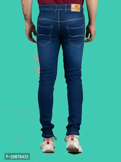 Stylish Blue Denim Solid Mid-Rise Jeans For Men-thumb2