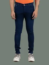 Stylish Blue Denim Solid Mid-Rise Jeans For Men-thumb3