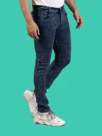 Stylish Blue Denim Faded Mid-Rise Jeans For Men-thumb1