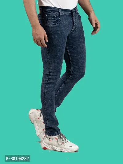 Stylish Blue Denim Faded Mid-Rise Jeans For Men-thumb2