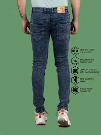 Stylish Blue Denim Solid Mid-Rise Jeans For Men-thumb1