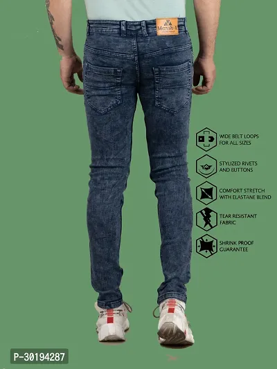 Stylish Blue Denim Solid Mid-Rise Jeans For Men-thumb2