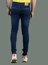 Stylish Blue Denim Solid Mid-Rise Jeans For Men-thumb1