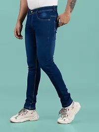 Stylish Blue Denim Solid Mid-Rise Jeans For Men-thumb2