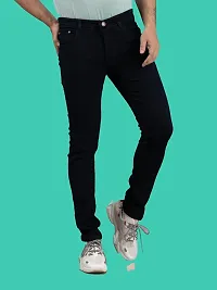 Stylish Black Denim Solid Mid-Rise Jeans For Men-thumb2