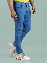 Stylish Blue Denim Solid Mid-Rise Jeans For Men-thumb2