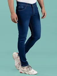 Stylish Blue Denim Solid Mid-Rise Jeans For Men-thumb2