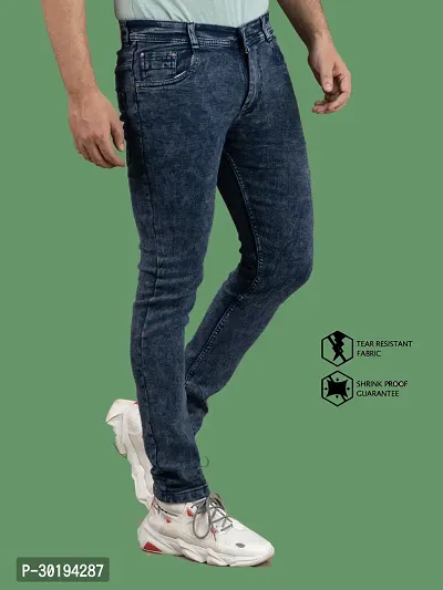 Stylish Blue Denim Solid Mid-Rise Jeans For Men-thumb3