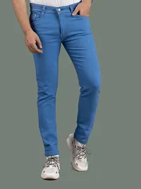 Stylish Blue Denim Solid Mid-Rise Jeans For Men-thumb3