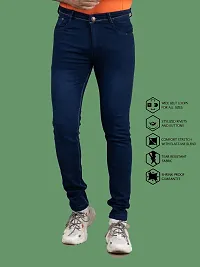 Stylish Blue Denim Solid Mid-Rise Jeans For Men-thumb2