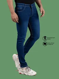 Stylish Blue Denim Solid Mid-Rise Jeans For Men-thumb2