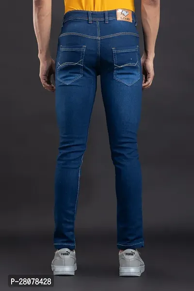 Stylish Blue Denim Solid Mid-Rise Jeans For Men-thumb2