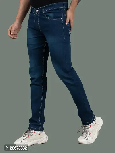 Stylish Green Denim Solid Mid-Rise Jeans For Men-thumb0