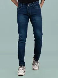 Stylish Blue Denim Faded Mid-Rise Jeans For Men-thumb3