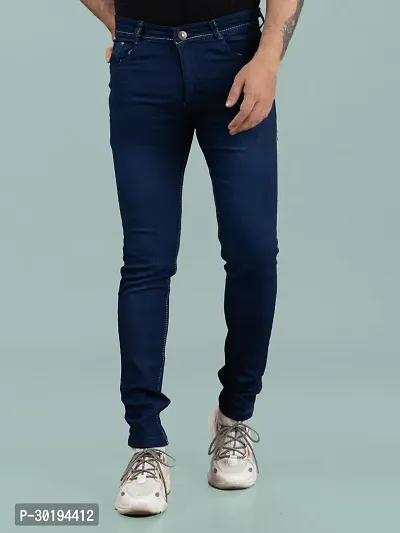 Stylish Blue Denim Faded Mid-Rise Jeans For Men-thumb4