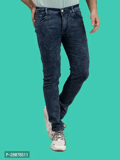 Stylish Grey Denim Solid Mid-Rise Jeans For Men-thumb4