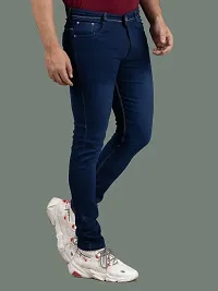 Stylish Blue Denim Solid Mid-Rise Jeans For Men-thumb2