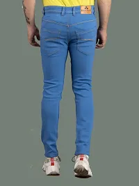 Stylish Blue Denim Solid Mid-Rise Jeans For Men-thumb1