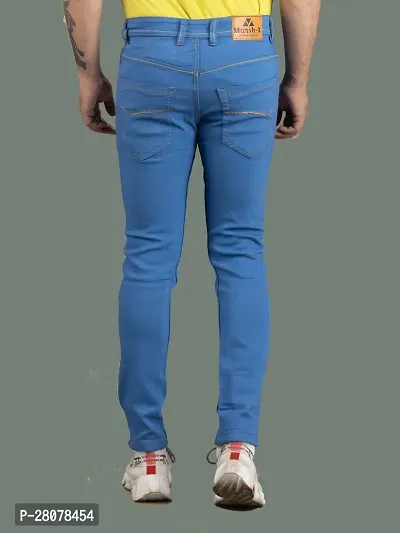 Stylish Blue Denim Solid Mid-Rise Jeans For Men-thumb2