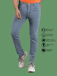 Stylish Blue Denim Solid Mid-Rise Jeans For Men-thumb2