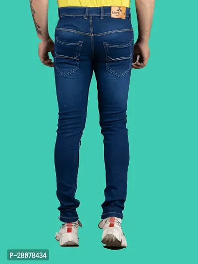 Stylish Blue Denim Solid Mid-Rise Jeans For Men-thumb2