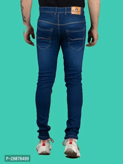 Stylish Blue Denim Solid Mid-Rise Jeans For Men-thumb2