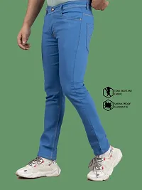 Stylish Blue Denim Solid Mid-Rise Jeans For Men-thumb3