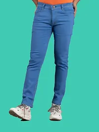 Stylish Blue Denim Solid Mid-Rise Jeans For Men-thumb3