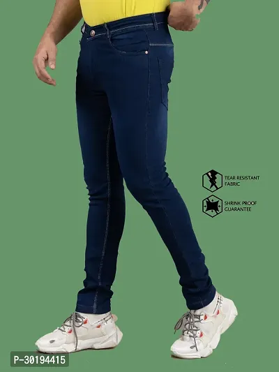 Stylish Blue Denim Faded Mid-Rise Jeans For Men-thumb0