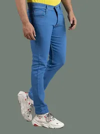 Stylish Blue Denim Solid Mid-Rise Jeans For Men-thumb2