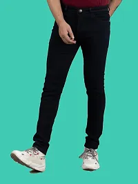 Stylish Black Denim Solid Mid-Rise Jeans For Men-thumb3