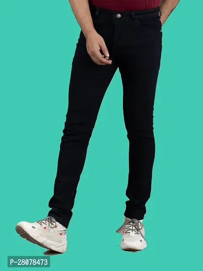 Stylish Black Denim Solid Mid-Rise Jeans For Men-thumb4