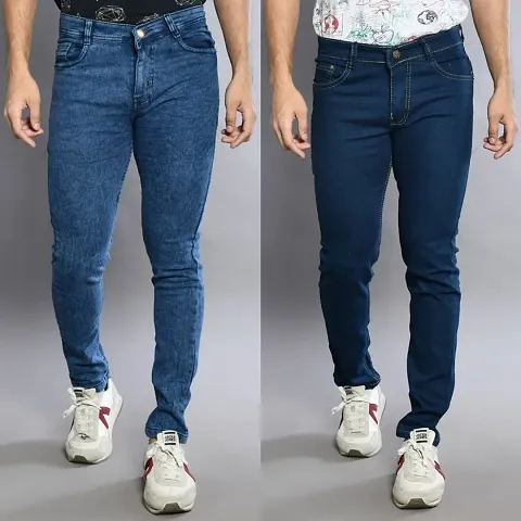 Comfortable Blue Denim Mid-Rise Jeans For Men Pack Of 2
