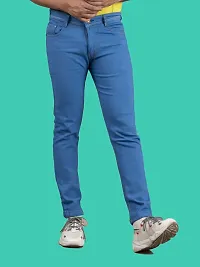 Stylish Blue Denim Solid Mid-Rise Jeans For Men-thumb3