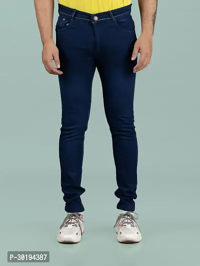 Stylish Blue Denim Faded Mid-Rise Jeans For Men-thumb3