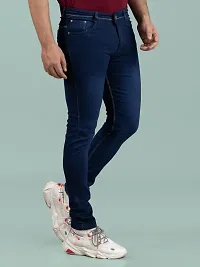 Stylish Blue Denim Faded Mid-Rise Jeans For Men-thumb2