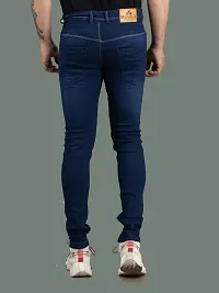 Stylish Blue Denim Solid Mid-Rise Jeans For Men-thumb1