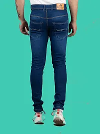 Stylish Blue Denim Solid Mid-Rise Jeans For Men-thumb1