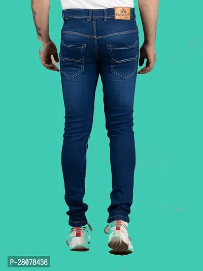 Stylish Blue Denim Solid Mid-Rise Jeans For Men-thumb2