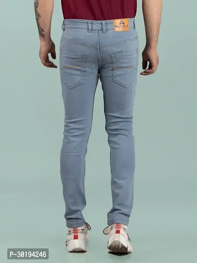 Stylish Blue Denim Solid Mid-Rise Jeans For Men-thumb2