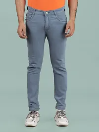 Stylish Grey Denim Solid Mid-Rise Jeans For Men-thumb4